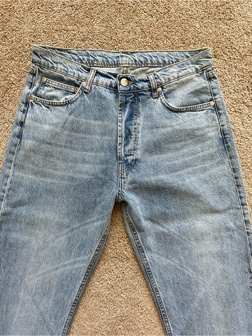 Djerf Avenue Light Blue Straight Leg Jeans - Picture 2 of 9